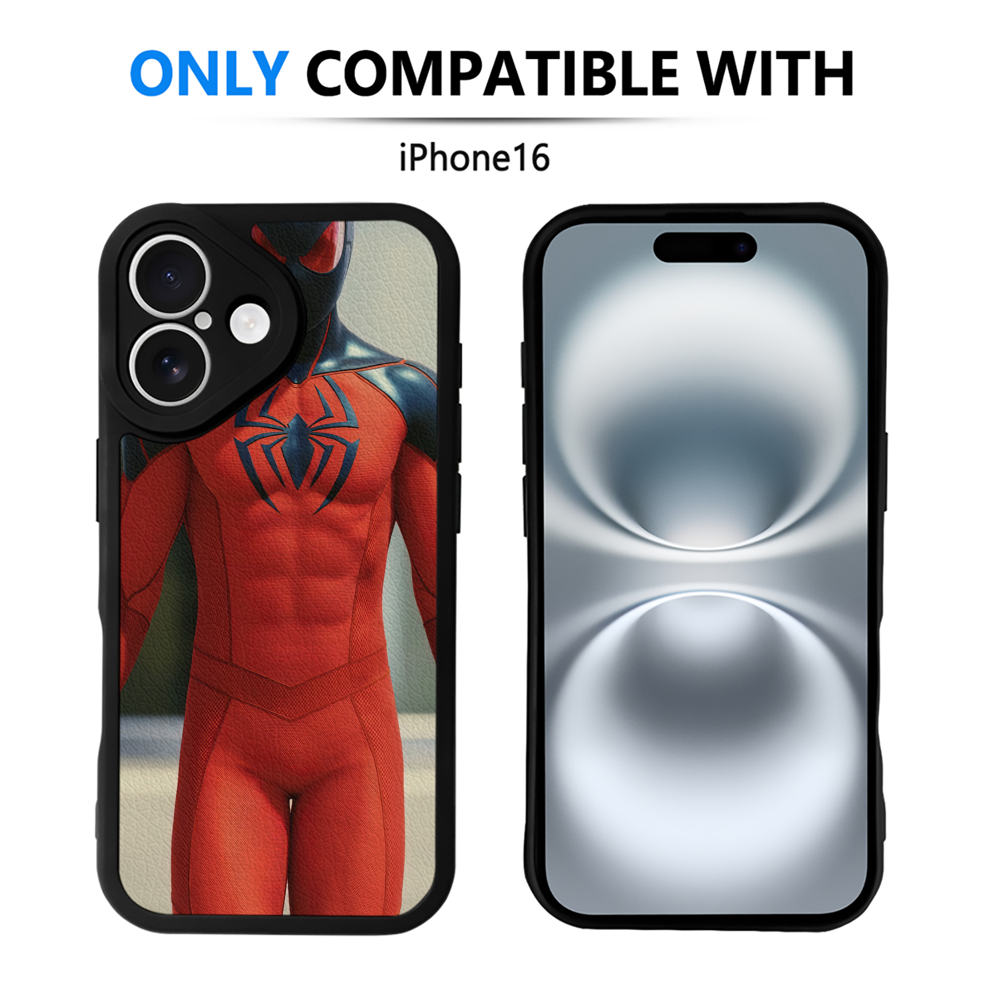 （画像用） Spider Man スパイダーマン 【iPhone 16シリーズ対応】シリコンスマホケース（レザー調） 材質：シリコン